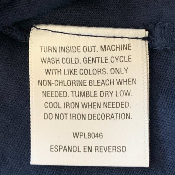 Style & Co Navy Blue Button Split Neck Sequin & Embroidery Top PM Blue #61P - Picture 8 of 8